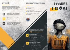 Handel ludźmi, wiedza, która ratuje życie, plakat na którym opisane są rady jakie są uprawnienia potencjalnych ofiar i co to jest handel ludźmi